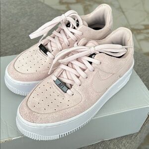 Pink Suede Platform AF1's